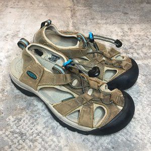 Keen Women's Size 6.5 Venice Sandal Brown Leather Waterproof Hiking Water Shoes